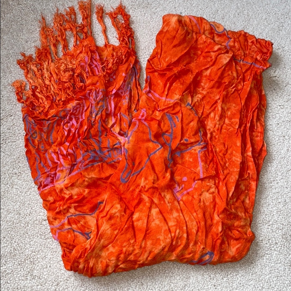 Orange tie dye dolphin scarf